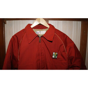 Vintage AgriGold Farmer Rust Orange Quilt Lined Zip Coat Bomber Jacket USA Made